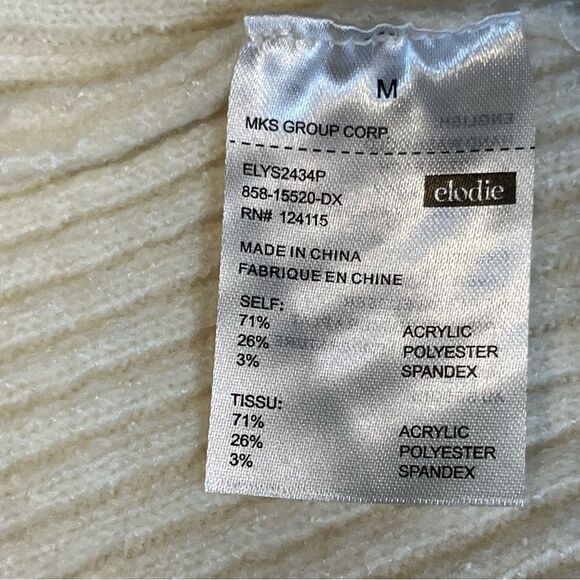 Elodie sweater ribbed brushed knit crewneck cream size medium Style ELYS2434P - Picture 9 of 12